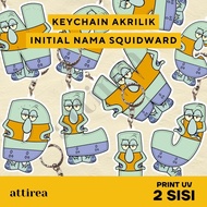 GANTUNGAN Acrylic Initial Keychain - Squidward | Cute Cartoon Initial Souvenir Keychain