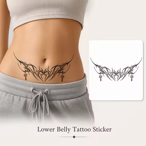 Herbal Semi-Permanent Tattoo Sticker, American Script Family Temporary Tattoo, Waterproof Sweatproof