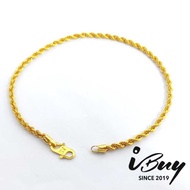 IBUY 916 Gold PLAIN HOLLOW ROPE BRACELET (035) 17CM 22K (916)