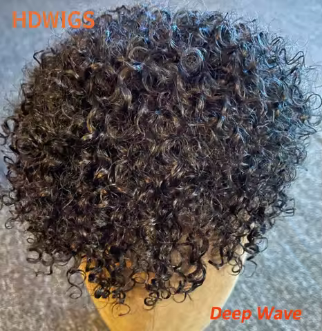 Deep Wave Men Toupee Full PU 0.12-0.14cm ISKIN With Knots Capillary Prosthesis Indian Human Hair Wig