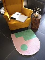 落日窗 撞色幾何 粉嫩馬卡龍色系 防滑地毯 浴室/臥室/門墊