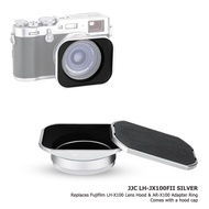 JJC LH-X100 Square Metal Lens Hood + 49mm Filter Adapter Ring AR-X100 for Fuji Fujifilm X100V X100F X100S X100T X100 X70 Cameras