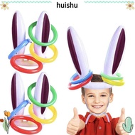 HUISHU Inflatable Bunny Ears, Bunny Ears Shape PVC Ring Toss Game, Fun Colorful Ring Toss Set Easter