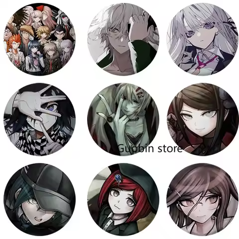 58mm Pop Game Danganronpa Brooch Pin Amami Iruma Miu Kirigiri Kyouko Cosplay Badge Enamel Pins Backp
