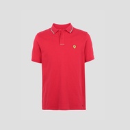 FERRARI เฟอร์รารี่ เสื้อโปโล รุ่น MEN ITA FLAG PIQUET POLO SHIRT RED