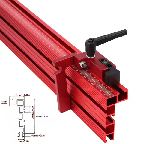 40CM 75 Type Red Aluminum Profile Router Fence Multi T-Track Table Saw Fence Woodworking T-Slot Mite