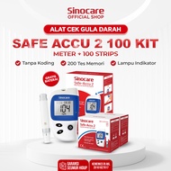 Sinocare Alat Tes Gula Darah Safe Accu2 Praktis Instant BGM 200 Memori HCT 30-60%