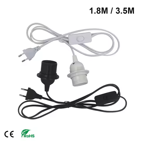Full Teeth Lamp Base 1.8m 3.5m Power Cord Cables E26 E27 Holder With Switch Wire For Pendant Led Bul