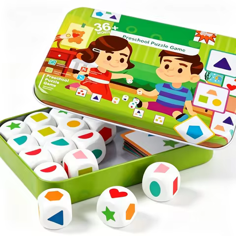Kids Shape Dice Board Game Montessori Toys Geometric Matching Cards Memory Games Brain Thinking Soci