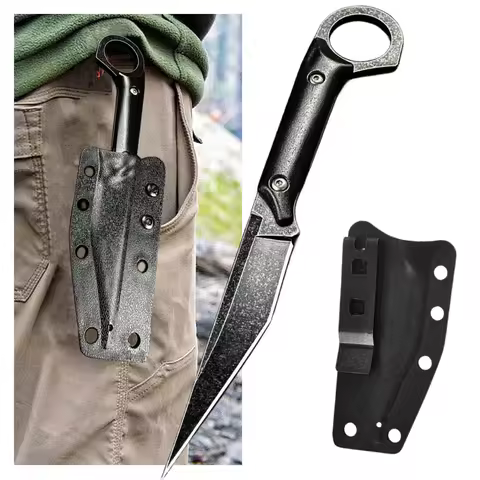 French BSTL 8CR13MOV steel (full Tang) portable multi-purpose outdoor straight knife +K sheath, jung