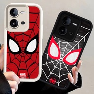 N124 Spiderman Silicone black white Casing for VIVO T4 Y28 Y28s Y17S V25E iQOO Z9 Z10 Z9X 13 V25 5G 
