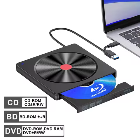 External Blu-ray Drive, Portable Blu-ray Player & CD DVD Burner – USB 3.0 & Type-C BD/DVD/CD Reader,