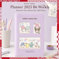 Kamio Japan Sanrio Planner 2025 B6 Weekly Favorite Time Starts Dec 2024 Diary