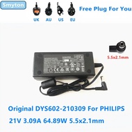 Original AC Adapter Charger For PHILIPS 21V 3.09A 64.89W 65W 5.5x2.1mm DYS602-210309 DYS602-210309-1