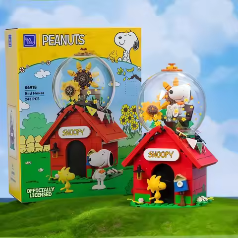 Pantasy New Snoopy Building Blocks Classic Red House Crystal Ball Model Collection Puzzle Constructi