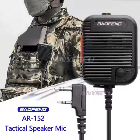 New Baofeng AR-152 Tactical Remote Speaker Mic K Plug 2 Pin Volume Adjustable For AR-152 UV-5R UV-32