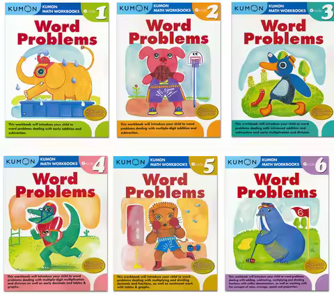 Primary School Thinking Training6 Books/Set Kumon Math Workbooks Word Problems G1-G6 Exercises Engli