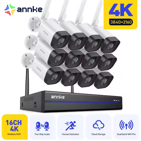 ANNKE 8MP Wireless CCTV System 16CH NVR Night Vision WiFi Camera Kit Two Way Audio poe camera 4/8/12