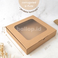 E-FLUTE 25 25 5 CM WINDOW Cardboard Box Small Box Snack Bread Cake