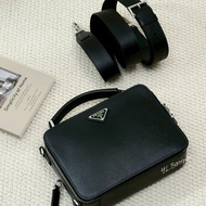S4172-PRADA Brique Saffiano黑牛皮手提肩背包