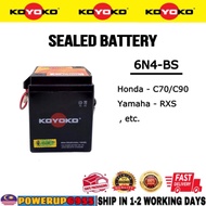 6N4-BS 6N4 KOYOKO SEALED BATTERY BATERI KERING SEALED FOR HONDA C70 C90 YAMAHA RXS YUASA KING