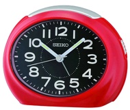 Seiko Clock QHE193R Red Analog Beep Alarm Snooze Light Quiet Sweep Silent Movement Alarm Clock QHE193