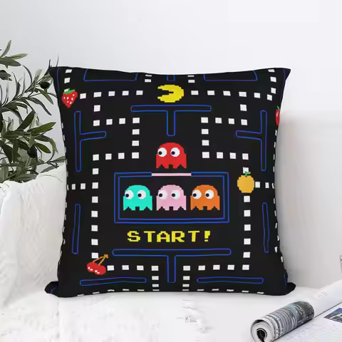Pac-Man Snack Pillow Case Kawaii Pillow Cover Square Pillowcases For Office Car Home Decor