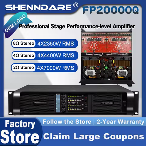 FP20000Q 4x7000W Professional Power Amplifier 4 Channels Audio DJ Subwoofer Preamplifier Class TD Li