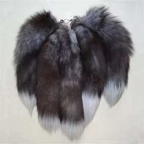 FATPIG Women's Bag Charm fox tail keychain Long Fox Fur tail keychain fairy Handbag Trinket Pendant 