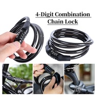 Bicycle Steel Cable Chain Cycle Security Bike Lock Padlock 4 Digit Password Combination Number Bicyc