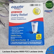 <equate> Lactase Enzyme 9000 FCC Lactase Units เอนไซม์แลคเตส ย่อยน้ำตาลแลคโตสในนม สำหรับผู้ที่ดื่มนม