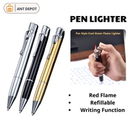 Ballpoint Pen Torch Lighter Refillable Windproof Butane Flame Adjustable Metal Cool Lighter Gift for