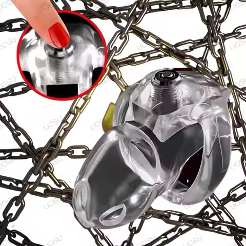 HT-V5 Male Chastity Cage Device - One-Key Lock System 4ring Breathable & Secure Lightweight Comfort 