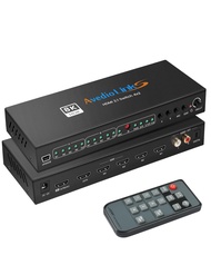 8K@60Hz HDMI Matrix Switch 4X2 with ARC, avedio links 4 in 2 Out HDMI2.1 Matrix HDMI Video Switcher 