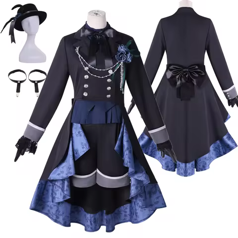 Black Butler Ciel Cosplay Costume Female Gothic Lolita Dress Outfit With Hat Halloween Carnival Part