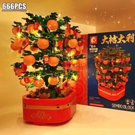 Compatible with LEGO SEMBO Blocks Sáng tạo Trung Quốc Năm mới Orange Tree Blocks Với Light Creative