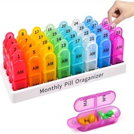 Monthly Pill Organizer 2 Times A Day Pill Box 30 Days AM PM Pill Case 31 Days Pill Box One Month Pil