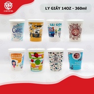 Set of 100 paper cups, pre-printed 14oz 360ml 2pe paper cups, hot and cold coffee paper cups to take