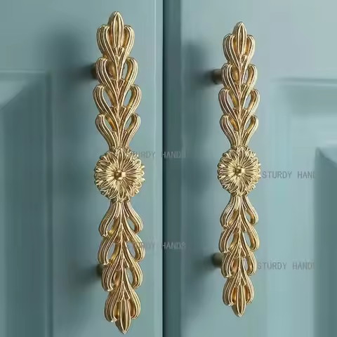1pc brass French drawer handle vintage European style cabinet bedroom wardrobe drawer furniture hand