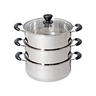 Conan original stainless steel two-hand pot 3-stage steamer glass lid 26 cm (for direct fire)