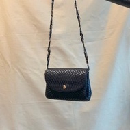 Bally軟滑皮革菱格紋多層隔斜背包側背肩背袋 日本中古vintage