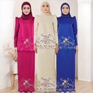 Sulam Baju Kurung Moden Muslimah Baju Raya 2024 Pleated Kurung Embroidery Perempuan Baju Tunang/Nika