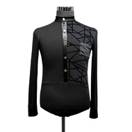 ผู้ชายเต้นรําละติน Onesie แขนยาวโมเดิร์นเต้นรําเครื่องแต่งกายมาตรฐานแห่งชาติ เสื้อท่อนบน YJFY BY350