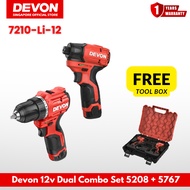 [Stock SG]DEVON 7201-LI-12 | 12V Brushless Dual Tool Set (5767 Impact Driver + 5208 Impact Drill)