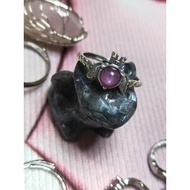 ((AG) Natural Burnt Starlight Ruby Whole Body S925 Silver Sterling Ring Adjustable Mouth