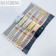 BAICHENG 20mm 904L Solid Stainless Steel Watch Band Brushed Polished Bracelet Folding Buckle Glide L