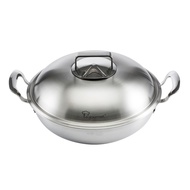 La gourmet 28cm Gourmet 5ply Stainless Steel Wok with Steamer Insert &amp; Stainless Steel Cover