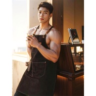 GK967 Men's Fashion Thickened Canvas Coffee Hair Salon Sports Fitness Muscle Men Showing Figure Wear