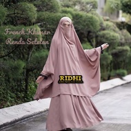 Setelan Set French Khimar cadar instan lengan Renda Wanita Muslimah
