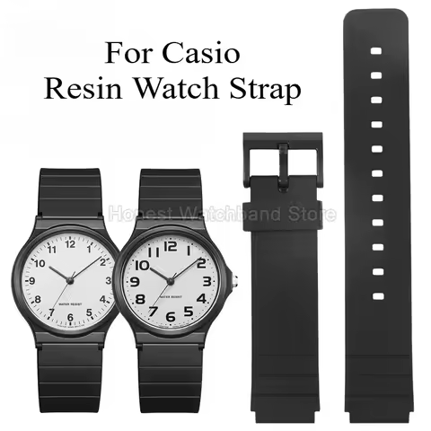 ​​For Casio Minimalist Resin Watch Band 16mm MW-59 MQ-27 MQ-76 Sleek Black Special Interface Seamles
